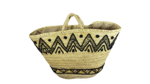 Straw basket decorated with mountains