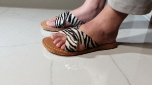 Genuine Leather Sandal with Dyed Leopard Print